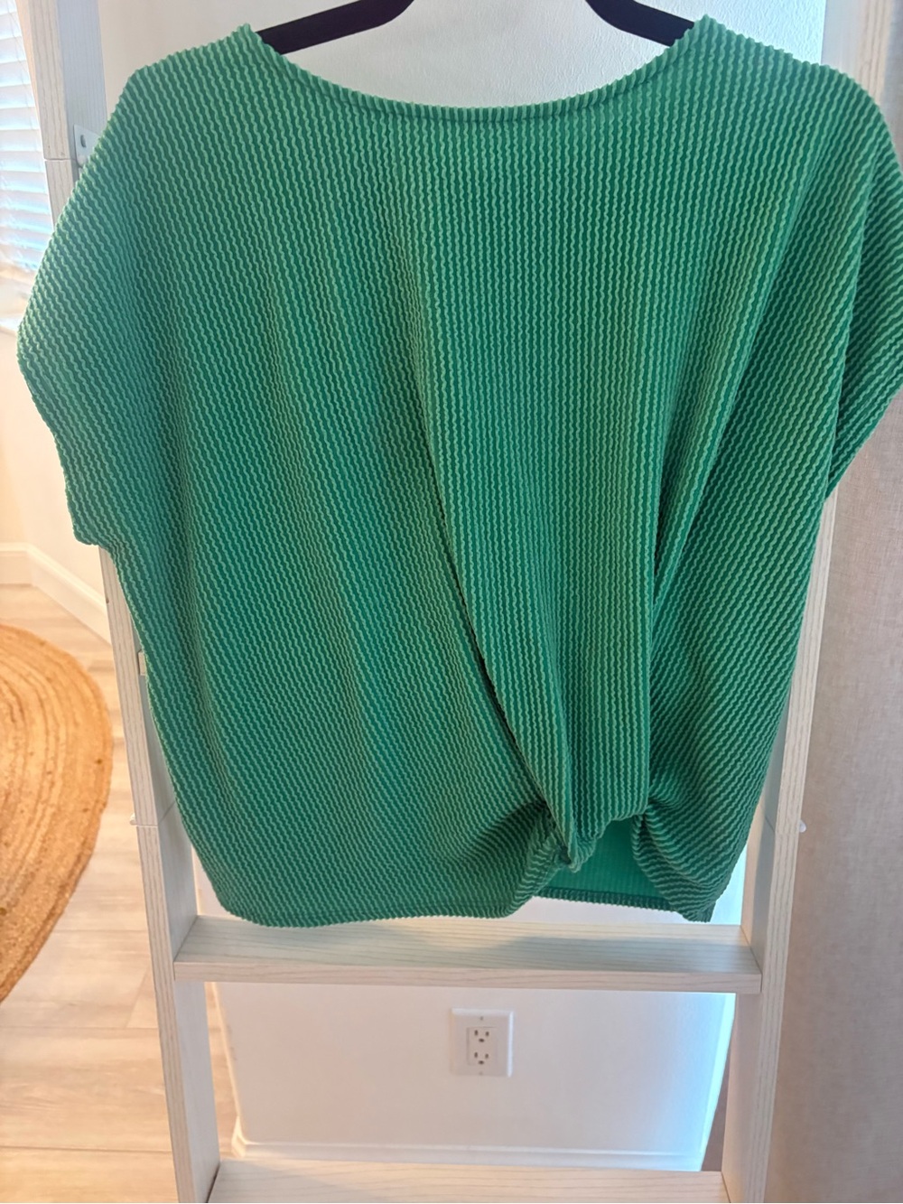 Glint Emerald Green Twist-Front Dolman Blouse